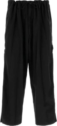 Yohji Yamamoto Pantaloni con tasche applicate e vita elasticizzata - Nero