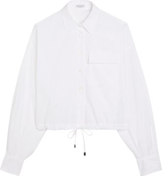 Brunello Cucinelli Drawstring Cotton-poplin Shirt - White - S (UK8-10 / S)