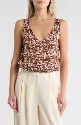 Nordstrom Double V-Neck Tank in Brown- Ivory Tortoise at Nordstrom Rack, Size X-Small