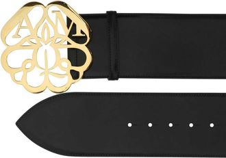 Alexander McQueen Womens Black Leather Belt 1000 Cinture