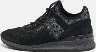 Tod's Tods Black/grey Knit Fabric And Suede Lace Up Sneakers