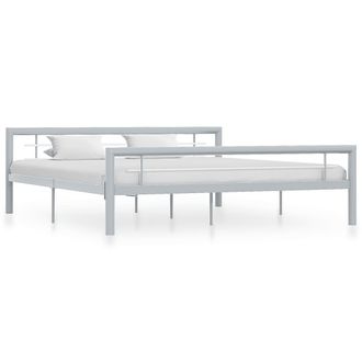 vidaXL Vidaxl - Estructura De Cama Sin Colch&oacute;n Metal Gris Y Blanco 180x200 Cm