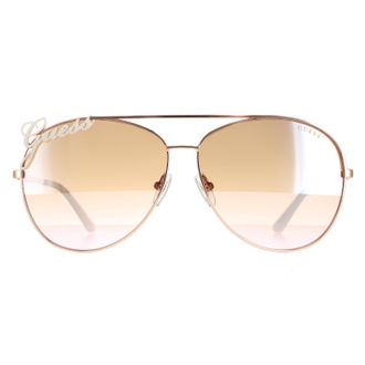 Guess zonnebril gu7739 28G glanzende ros&eacute; goudbruine spiegel