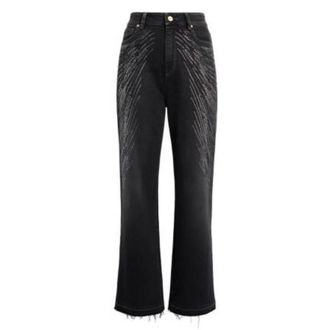 Roberto Cavalli Embellished Cotton Wide-Leg Jeans, Brand Size 40 ( US Size 6 )