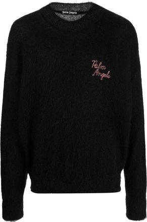 Palm Angels Trui met ronde hals - Dames - Ronde hals truien - Zwart - XL - Wol - Truien & Vesten
