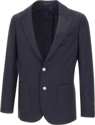 Barba Jassen - Heren - Business blazers - Blauw - M - Wol - Kostuums