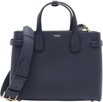 Burberry Blue House Check Leather Banner Medium Tote, Never Carried (Authentic Pre-Loved)