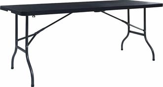 vidaXL Vidaxl - Tavolo Da Giardino Pieghevole Nero 180x75x72 Cm In Rattan Hdpe