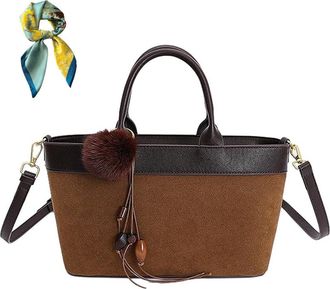 Generic Leopard Print Brown Shoulder Tote Bag,Women Commute Underarm Suede Purse,Vintage Trendy Fall Crossbody Bags Handbag (Brown)