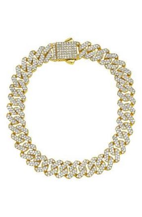 Adornia Mens Pavé Cubic Zirconia 10mm Curb Chain Bracelet in Gold at Nordstrom Rack