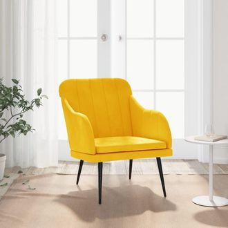 vidaXL Sill&oacute;n De Terciopelo Amarillo 63x76x80 Cm Vidaxl