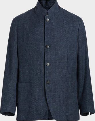 Canali Men & apos;s Cotton Hopsack Stand-Collar Chore Jacket