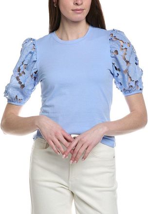 Ellen Tracy Mixed Media Floral Sleeve Top