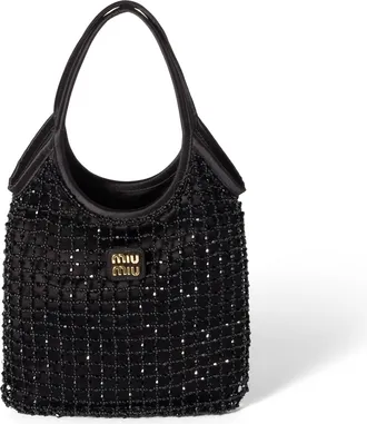 Miu Miu Ivy Beaded Duchesse Bag, Woman, Black