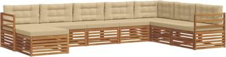 vidaXL Conjunto De Sof&aacute;s De Exterior 8 Uds. Natural Y Beige Vidaxl