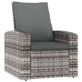 vidaXL Sill&oacute;n Reclinable De Jard&iacute;n Con Cojines Rat&aacute;n Sint&eacute;tico Gris Vidaxl