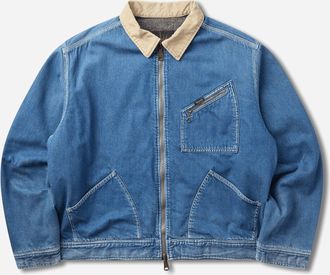 KAPITAL Men s 11.5oz Denim Lined Reversible Zip-Up Work Jacket (Virgin Mary) Blue