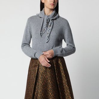 Prada Maglia con foulard gioiello grigia in cashmere