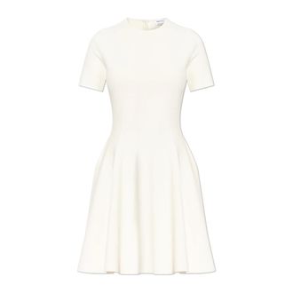 Alexander McQueen Kleedjes, Dames, Wit, M, Leer, Fit And Flare Mini Jurk