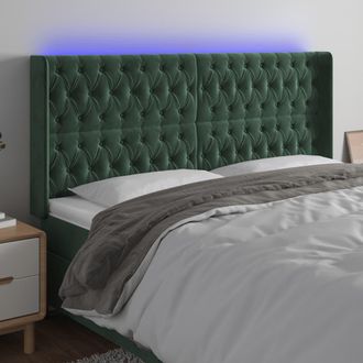 vidaXL Cabecero Con Led De Terciopelo Verde Oscuro 203x16x118/128 Cm Vidaxl
