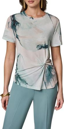 DKNY Abstract Print Side Twist Knit Top in Skylight Multi at Nordstrom, Size X-Small