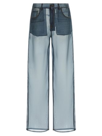 Haikure Blue Silk Casual Womens Pants