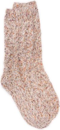 Muk Luks Cable Knit Sweater Crew Socks in Oat at Nordstrom