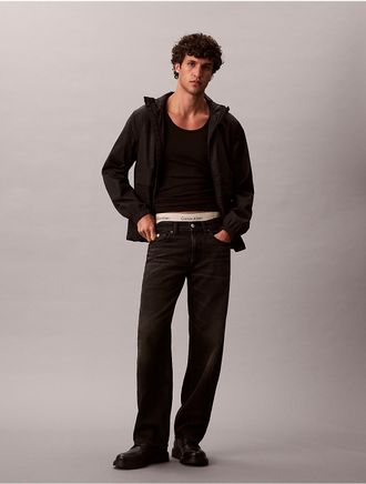 Calvin Klein Jeans Calvin Klein Mens Allover Emblem Logo Windbreaker Jacket - Black - 2XL