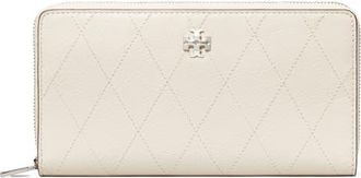 Tory Burch Charlie Leather Continental Zip Wallet in Light Cream at Nordstrom