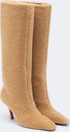 Amina Muaddi Mona shearling knee-high boots