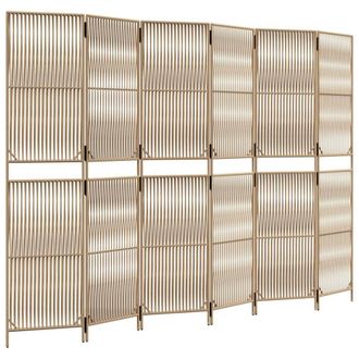 Berkfield Home Room Divider 6 Panels Beige Poly Rattan