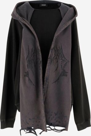 We11done Cotton Distressed Muffler Sweatshirt