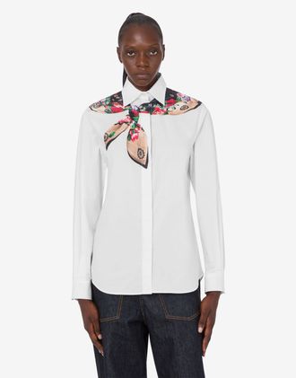 Moschino Printed stretch cotton poplin shirt - White