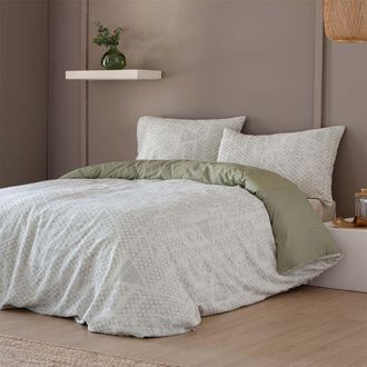 COTTON ARTEAN Funda n&oacute;rdica Algod&oacute;n Jacquard prelavado verde 180x220 Cama 105