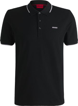 HUGO BOSS Mens Dinoso222 Printed Logo Polo Shirt in Black Cotton - Size X-Large