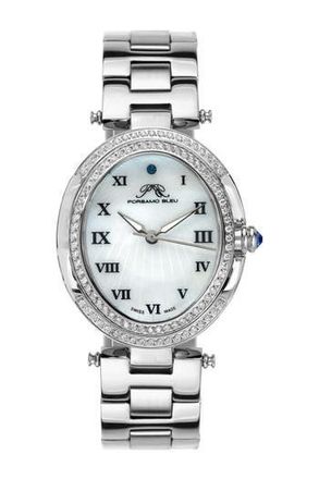 Porsamo Bleu Womens South Sea Oval Swarovski Crystal Bracelet Watch, 30.75mm in Silver at Nordstrom Rack