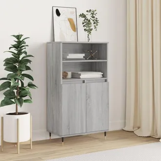 vidaXL Vidaxl - Aparador Alto De Madera Contrachapada Gris Sonoma 60x36x110 Cm