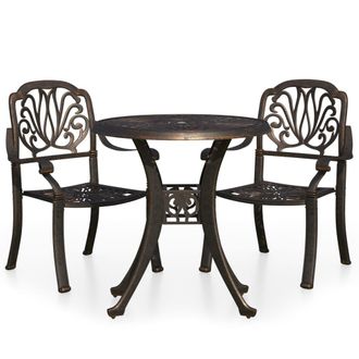 vidaXL Set Da Bistrot 3 Pz In Alluminio Pressofuso Bronzo Vidaxl
