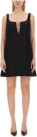 Nina Ricci Mini Duchess Satijnen A-lijn Jurk met Stenen Ketting Uitgesneden Details - Dames - Korte kleedjes - Zwart - S - Satijn - Kleedjes