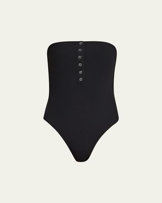 Toteme Ribbed Strapless One-Piece Swimsuit