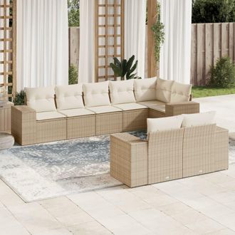 vidaXL Juego De Sof&aacute;s De Jard&iacute;n Con Cojines Beige 8 Pzas Rat&aacute;n Pe Vidaxl