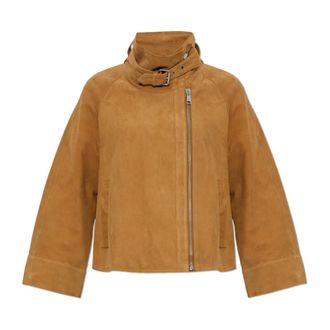 AllSaints Leather Jackets, female, Brown, Size: XS Rhodes Suede Jacket