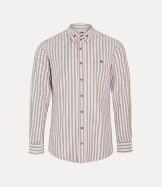 Vivienne Westwood Two Button Krall Shirt Classic Oxford Shirt Burgundy-stripe 48 Men