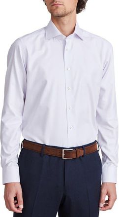 Emanuel Berg Modern Fit Check Cotton Dress Shirt in Light Pastel Pink at Nordstrom, Size 42