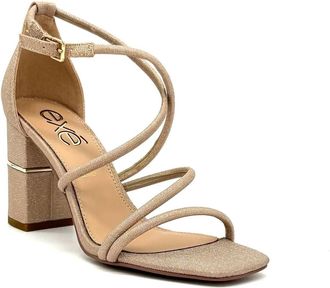 Ex&eacute; Womens Strappy Cross-Strap Block Heel Sandal In Gold