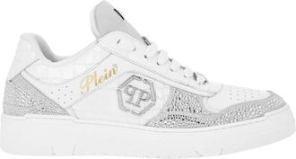 Philipp Plein Low Top Sneakers Mix Strass Cocco - unisex - Sneakers - Wit - 37 EU - Leer - Schoenen