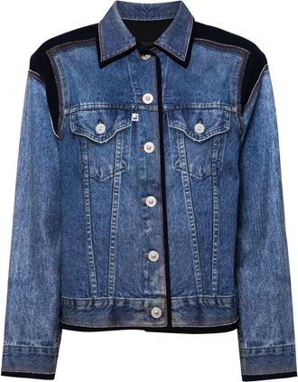 pushBUTTON contrasting denim jacket - women - Cotton - S - Blue