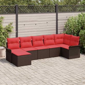 vidaXL Vidaxl Set Divano Da Giardino 7 Pz Beige Polyrattan