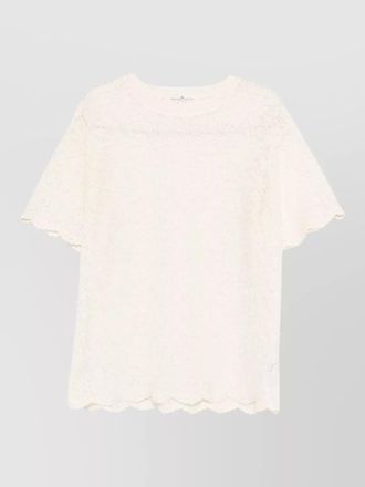 Ermanno Scervino short sleeve lace top round neck sheer