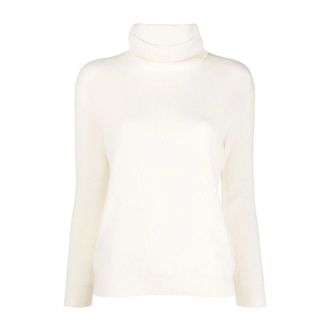 Brunello Cucinelli Brunello Cucinelli, Cashmere Knitwear, female, White, Size: L Roll-neck Cashmere Jumper